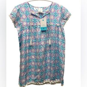 Snapper Rock  girls swimsuit cover up tassel size 10 blue purple 50+UV nwt